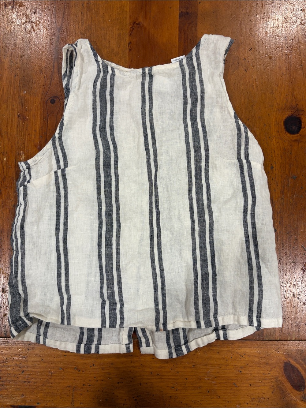C&C California White Tank with Navy Vertical Stripes - Picture 3 of 3